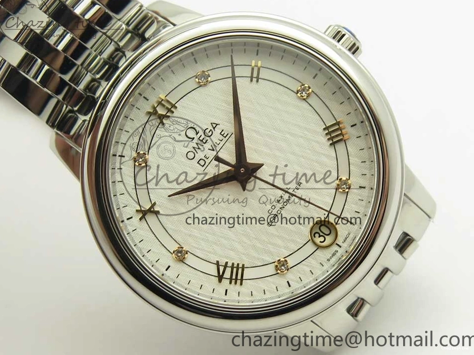 0712 De Ville Prestige Ladies 32.7mm SS MKF 1:1 Best Edition White Dial RG Markers on SS Bracelet MIYOTA Soft 7970